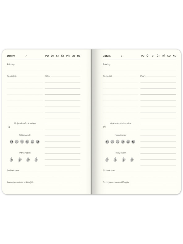 ELLA & MAX Nedatovaný plánovač Note to self, 5 minut denně, 13 × 21 cm