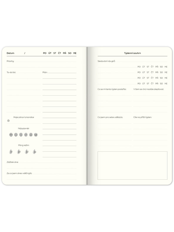 ELLA & MAX Nedatovaný plánovač Note to self, 5 minut denně, 13 × 21 cm