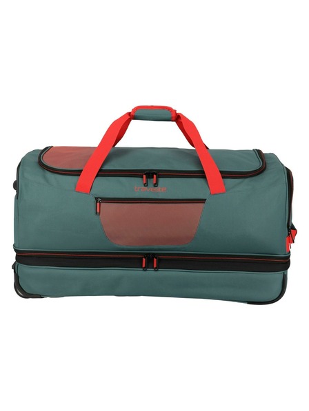 Travelite Cestovní taška Travelite Basics Wheeled duffle L exp Green/orange