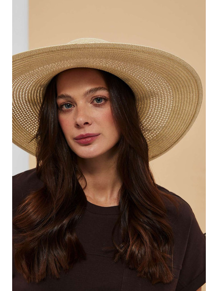 Moodo Pískový slaměný klobouk se širokým okrajem ozdobený mušlemi Moodo