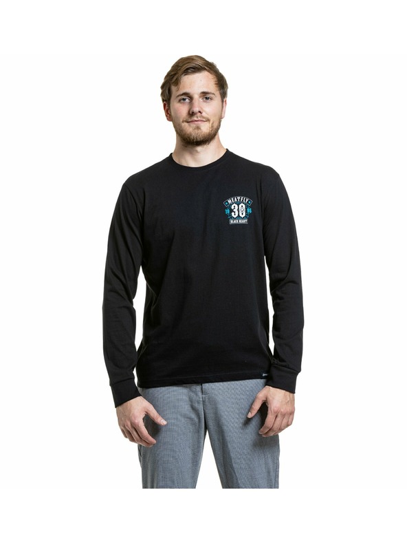 Meatfly Meatfly pánské tričko s dlouhým rukávem Blackheart Skull Black