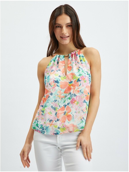 Orsay Červeno-krémová dámská květovaná halenka ORSAY