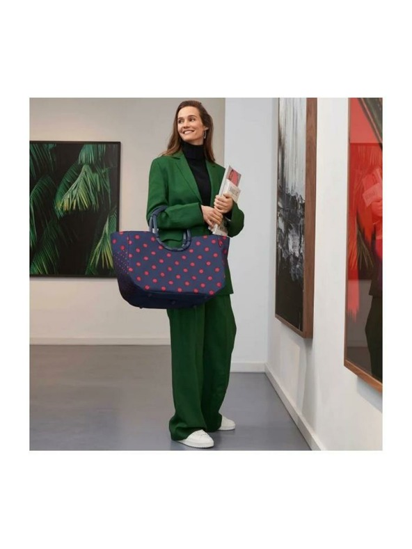 Reisenthel Tmavě modrá dámská puntíkovaná taška Reisenthel Loopshopper L Frame Mixed Dots