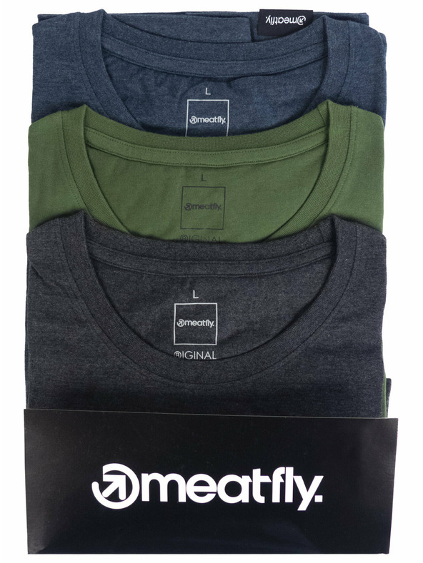 Meatfly Meatfly balení pánských triček Basic Multipack Charcoal Heather/Olive/Navy Heather | Šedá | Velikost