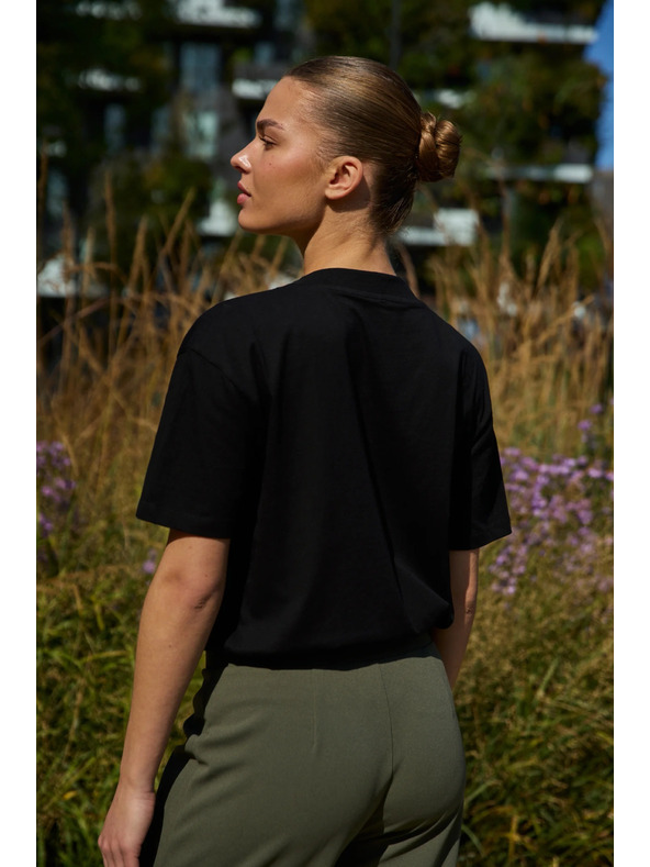 Moodo Bavlněná halenka s výstřihem do V černá Moodo