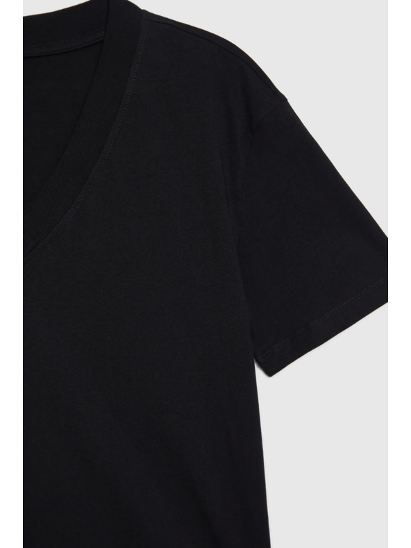 Moodo Bavlněná halenka s výstřihem do V černá Moodo