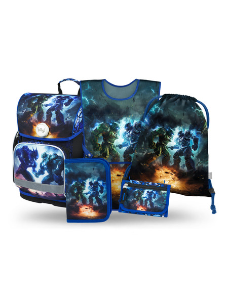 BAAGL  BAAGL SET 5 Ergo Roboti: aktovka, penál, sáček, zástěra, peněženka