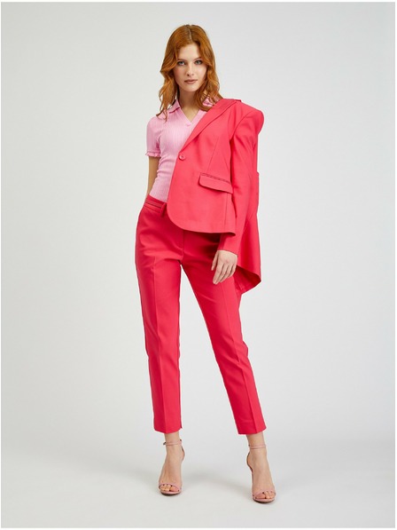 Orsay Tmavě růžové dámské zkrácené kalhoty s páskem ORSAY