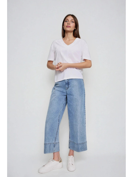 Moodo Bavlněná halenka s výstřihem do V bílá Moodo