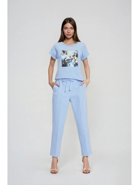 Moodo Kalhoty s nohavicemi v kant modré Moodo