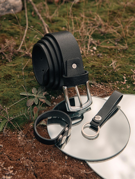 Ombre Clothing Sada pánských kožených doplňků - černá A654 Ombre Clothing