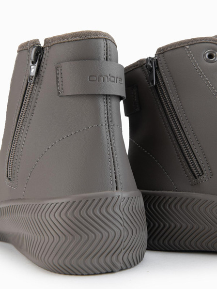 Ombre Clothing Pánské vysoké tenisky se zipem pro snadné nazouvání - tmavě béžové V3 OM-FOTH-0184 Ombre Clothing