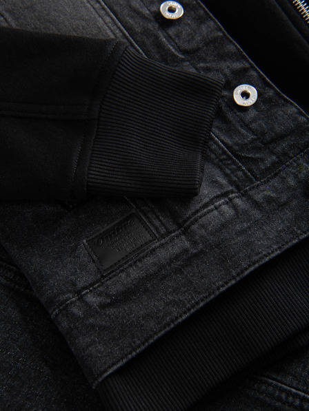 Ombre Clothing Pánská džínová bunda s pletenými rukávy a kapucí - černá V3 OM-JADJ-0220 Ombre Clothing