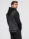 Ombre Clothing Pánská džínová bunda s pletenými rukávy a kapucí - černá V3 OM-JADJ-0220 Ombre Clothing