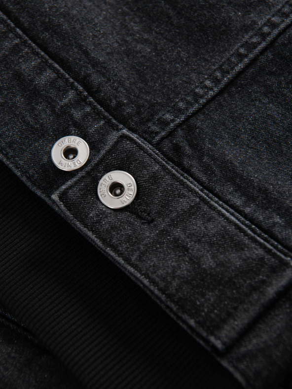 Ombre Clothing Pánská džínová bunda s pletenými rukávy a kapucí - černá V3 OM-JADJ-0220 Ombre Clothing