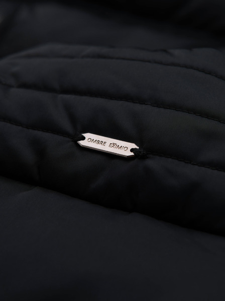 Ombre Clothing Pánská prošívaná bunda s leskem a stojáčkem - černá V1 OM-JALP-0218 Ombre Clothing