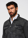 Ombre Clothing Pánská džínová bunda katana s lemem - černá V3 OM-JADJ-0219 Ombre Clothing