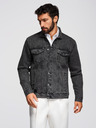 Ombre Clothing Pánská džínová bunda katana s lemem - černá V3 OM-JADJ-0219 Ombre Clothing