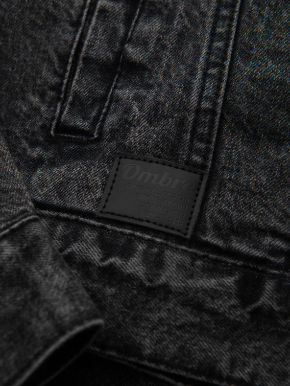 Ombre Clothing Pánská džínová bunda katana s lemem - černá V3 OM-JADJ-0219 Ombre Clothing