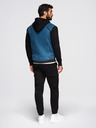 Ombre Clothing Pánská džínová bunda s pletenými rukávy a kapucí - modrá a černá V2 OM-JADJ-0220 Ombre Clothing