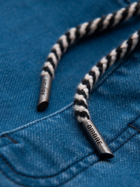 Ombre Clothing Pánské džínové kalhoty se šňůrkou v pase - modré V1 OM-PADJ-0242 Ombre Clothing