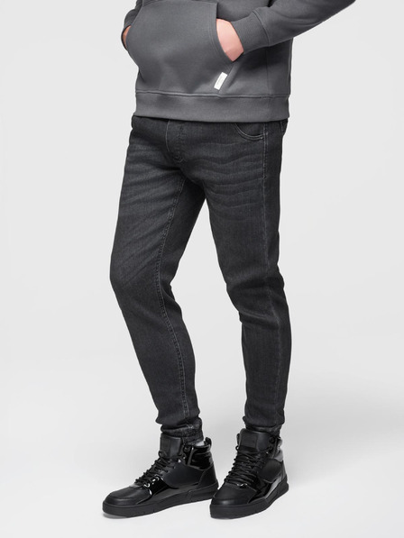 Ombre Clothing Pánské džínové kalhoty se šňůrkou v pase - černé V4 OM-PADJ-0242 Ombre Clothing