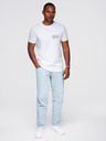 Ombre Clothing Pánské pletené tričko REGULAR střihu s potiskem - bílé V1 OM-TSPT-0231 Ombre Clothing