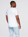 Ombre Clothing Pánské pletené tričko REGULAR střihu s potiskem - bílé V1 OM-TSPT-0231 Ombre Clothing
