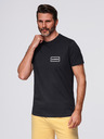 Ombre Clothing Pánské pletené tričko s potiskem a střihem REGULAR - černé V2 OM-TSPT-0231 Ombre Clothing