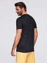 Ombre Clothing Pánské pletené tričko s potiskem a střihem REGULAR - černé V2 OM-TSPT-0231 Ombre Clothing
