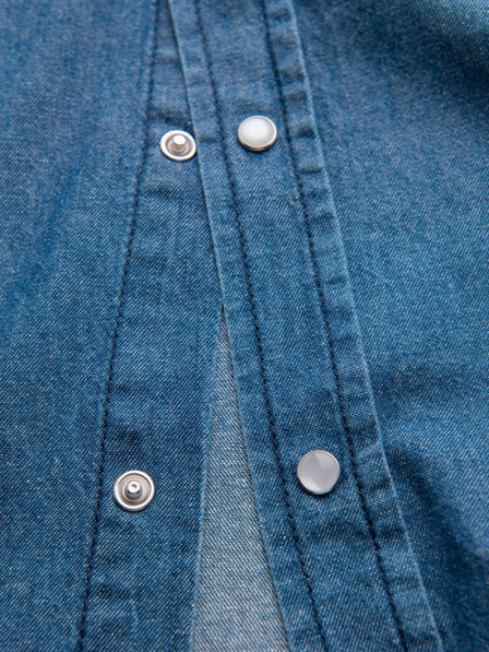 Ombre Clothing Pánská džínová košile na patentky s kapsami - modrá V2 OM-SHDS-0210 Ombre Clothing