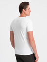 Ombre Clothing Pánské klasické bavlněné tričko BASIC s výstřihem do V - bílá V4 OM-TSBS-0145 Ombre Clothing