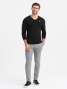 Ombre Clothing Pánská souprava SLIM FIT s dlouhým rukávem, véčkovým výstřihem a logem 2-pack - 2x černá V5 Z103 Ombre Clothing