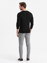 Ombre Clothing Pánská souprava SLIM FIT s dlouhým rukávem, véčkovým výstřihem a logem 2-pack - 2x černá V5 Z103 Ombre Clothing