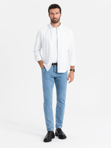 Ombre Clothing Pánské klasické džíny SLIM FIT s elastanem - světle modré V2 OM-PADP-0216 Ombre Clothing