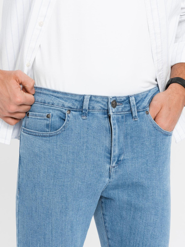 Ombre Clothing Pánské klasické džíny SLIM FIT s elastanem - světle modré V2 OM-PADP-0216 Ombre Clothing