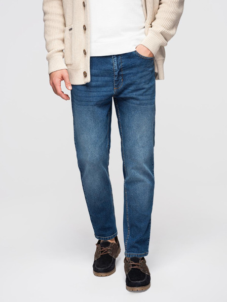 Ombre Clothing Pánské džínové kalhoty CARROT s odřením - modré V2 OM-PADP-0253 Ombre Clothing