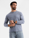 Ombre Clothing Pánské bavlněné dlouhé rukávy s vaflovou vazbou a kapsami - modrá džínovina V8 OM-LSCL-0109 Ombre Clothing