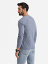 Ombre Clothing Pánské bavlněné dlouhé rukávy s vaflovou vazbou a kapsami - modrá džínovina V8 OM-LSCL-0109 Ombre Clothing