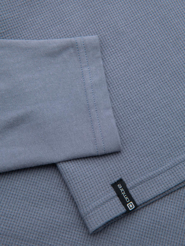 Ombre Clothing Pánské bavlněné dlouhé rukávy s vaflovou vazbou a kapsami - modrá džínovina V8 OM-LSCL-0109 Ombre Clothing