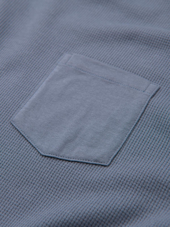 Ombre Clothing Pánské bavlněné dlouhé rukávy s vaflovou vazbou a kapsami - modrá džínovina V8 OM-LSCL-0109 Ombre Clothing