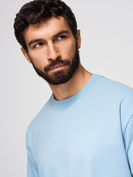 Ombre Clothing Pánské bavlněné tričko LOOSE FIT s kulatým výstřihem - modré V7 OM-TSBC-0267 Ombre Clothing