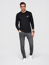 Ombre Clothing Pánské bavlněné tričko s dlouhým rukávem a kulatým výstřihem - černé V2 OM-LSPT-0136 Ombre Clothing