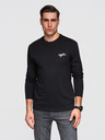 Ombre Clothing Pánské bavlněné tričko s dlouhým rukávem a kulatým výstřihem - černé V2 OM-LSPT-0136 Ombre Clothing