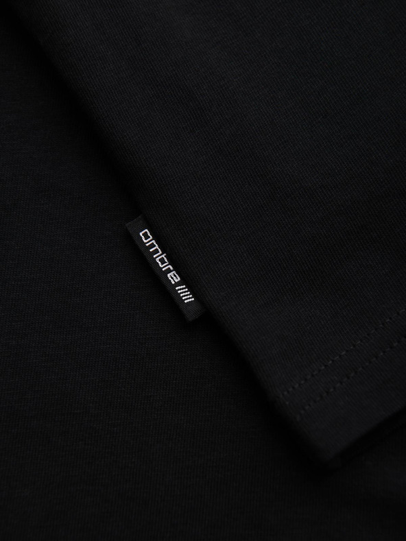 Ombre Clothing Pánské bavlněné tričko s dlouhým rukávem a kulatým výstřihem - černé V2 OM-LSPT-0136 Ombre Clothing