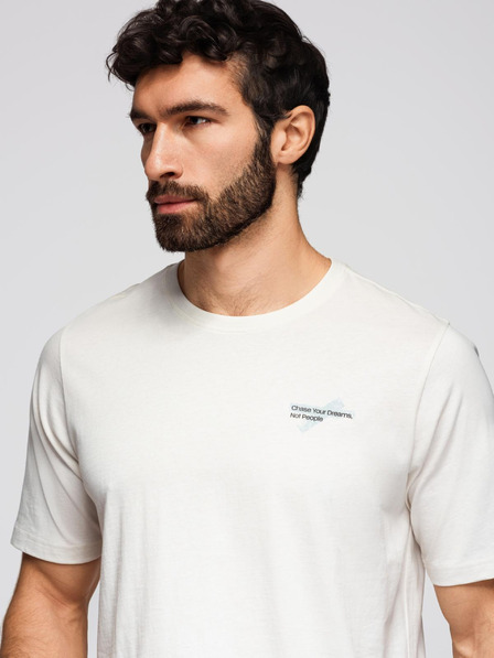 Ombre Clothing Pánské tričko s malým potiskem na hrudi - bílé V3 OM-TSPT-0258 Ombre Clothing