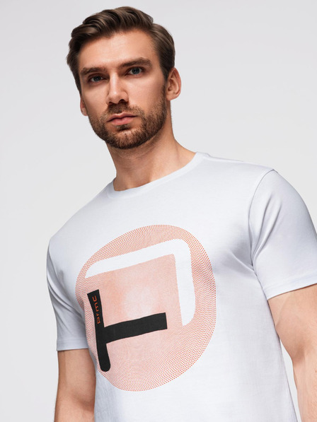 Ombre Clothing Pánské tričko s velkým potiskem - bílé V1 OM-TSPT-0245 Ombre Clothing