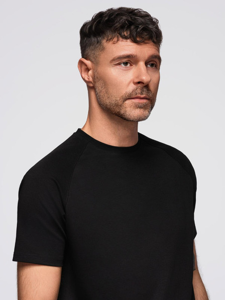 Ombre Clothing Pánské tričko COMFORT FIT s raglánovými rukávy - černé V2 OM-TSCT-0240 Ombre Clothing