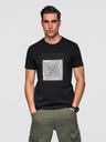 Ombre Clothing Pánské bavlněné tričko s geometrickým potiskem - černé V1 OM-TSPT-0260 Ombre Clothing
