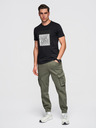Ombre Clothing Pánské bavlněné tričko s geometrickým potiskem - černé V1 OM-TSPT-0260 Ombre Clothing